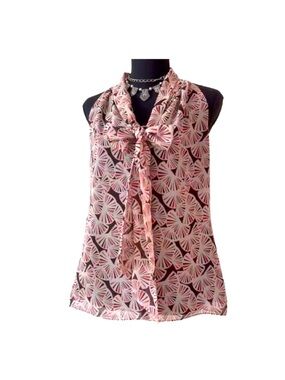 BANANA REPUBLIC ~ Women lightweight lined top with bow tie neckline size S